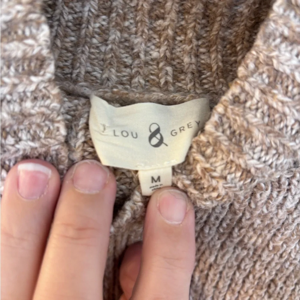 Lou & Grey Tan and White Star Turtleneck Sweater - Picture 3 of 5